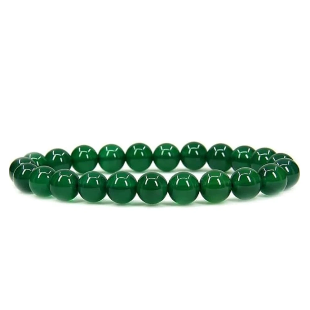multiagate Natural Green Jade Unisex Bracelet 8mm Stretchable Original Real Crystal 'Stone of Good Luck' Bracelet For Peace