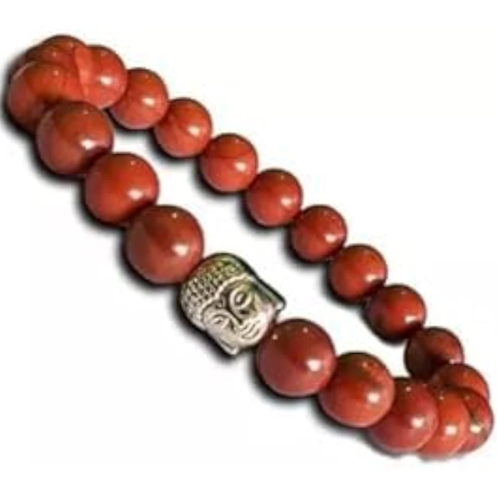 Agatesvibe Red jasper Beads Buddha Head Charm Bracelet tone Bracelet for Reiki Healing and Crystal Healing Stone Bracelet (Pack of 1)