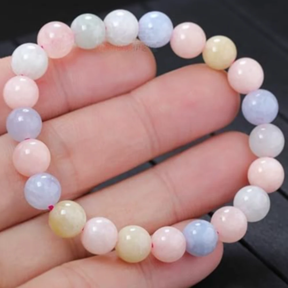 Agatesvibe Natural Certified 8mm Healing Crystal Bracelet | Unisex Stretchable Design | Chakra Balancing, Inner Peace & Abundance for Overall Well-being (Pack of 1) (Morganite)