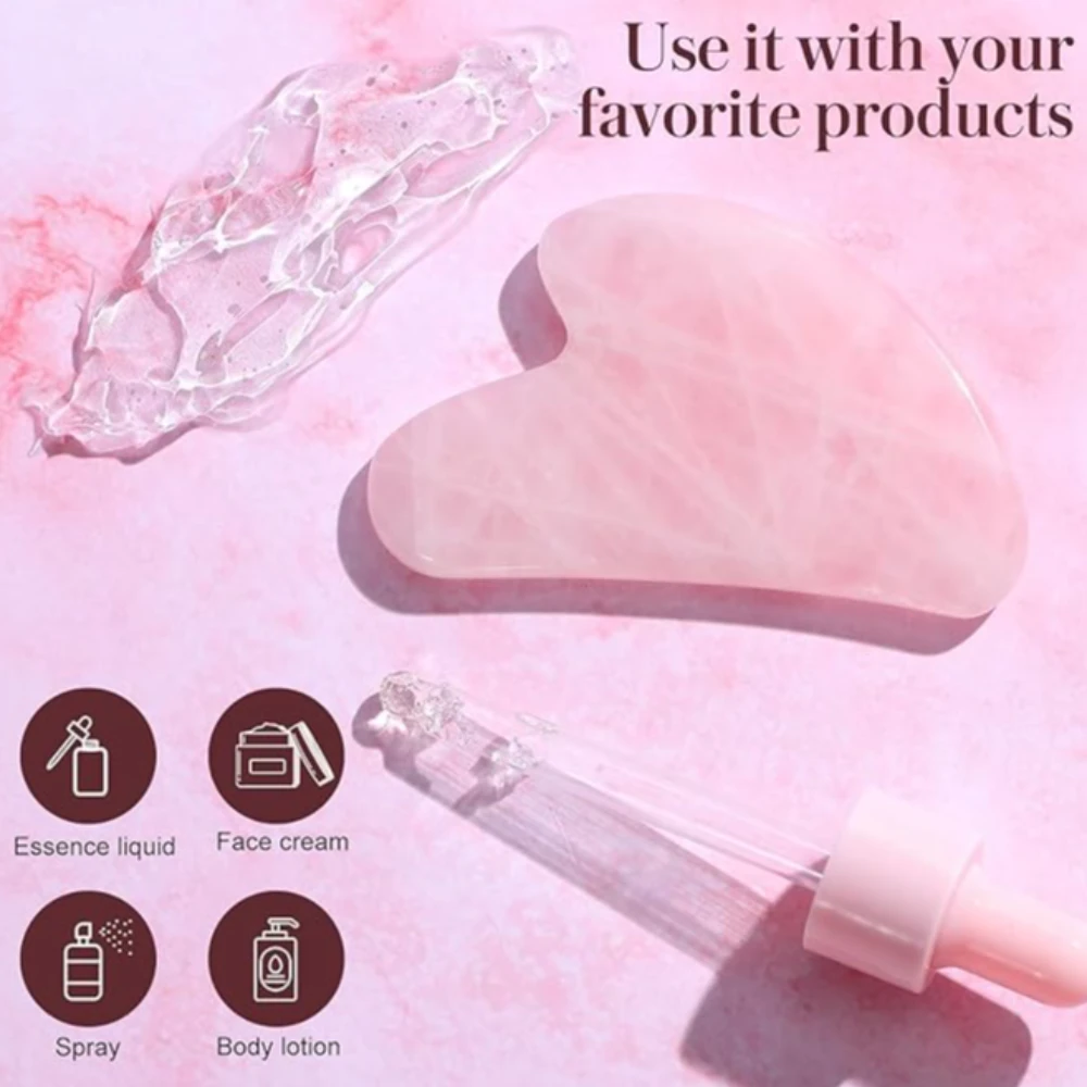 Agatesvibe Gua Sha Facial Tool for Face and Body, Gua Sha for Self Care, Guasha Tool Tensions Relief and Reducing Puffiness,Self Care Gifts for Woman/Men, Skin Gifts (Pack of 1) (Rose)