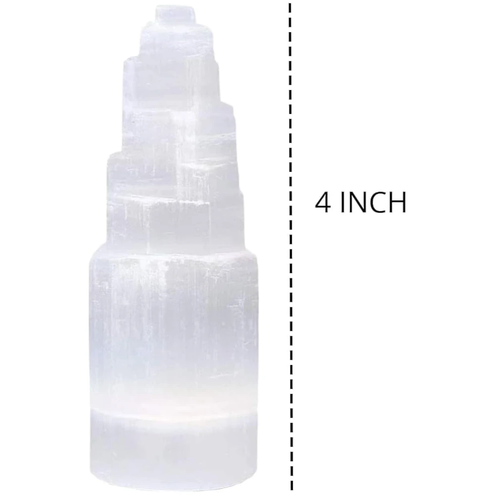 Agatesvibe Selenite Crystal Skyscraper Tower – 4 Inch, Hand Crafted Anxiety Relief Healing Crystals for Meditation, Bedroom Décor, Reiki & Best for Gift (Pack of 1)