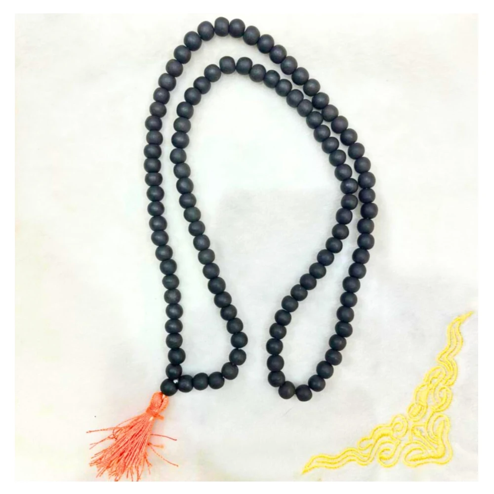 Men 100% Natural Unpolished Karungali Malai | Original 8mm Black Ebony Wood Mala | Natural Karungali Beads for Meditation, Protection & Spiritual Healing | Authentic Ebony Necklace (Pack of 1)