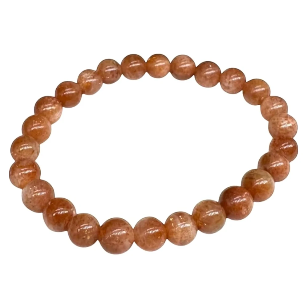 Agatesvibe Premium Certified Golden Sunstone Bracelet | Authentic Sun Sitara Gemstone Wrist Band (Pack of 1)