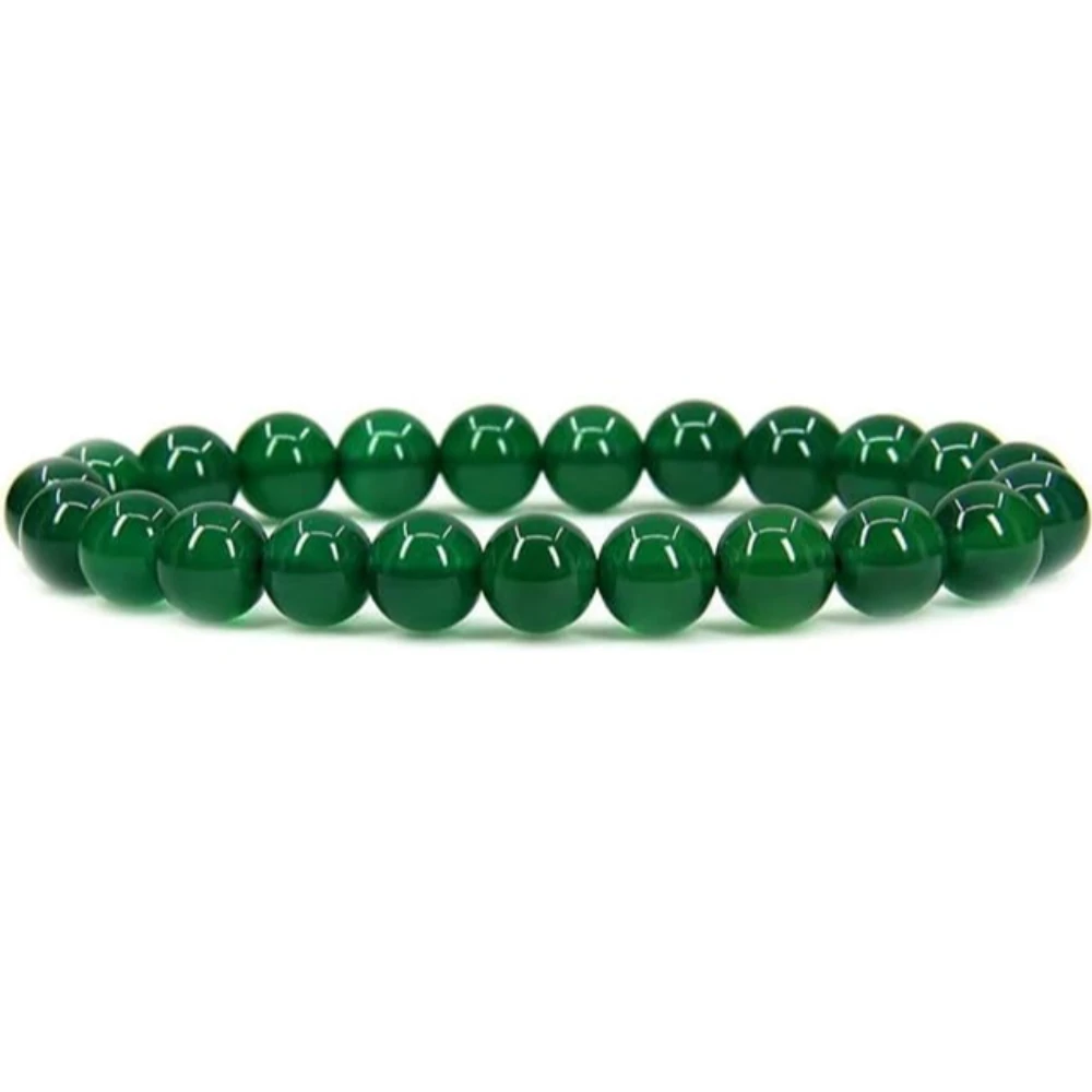 multiagate Natural Green Jade Unisex Bracelet 8mm Stretchable Original Real Crystal 'Stone of Good Luck' Bracelet For Peace