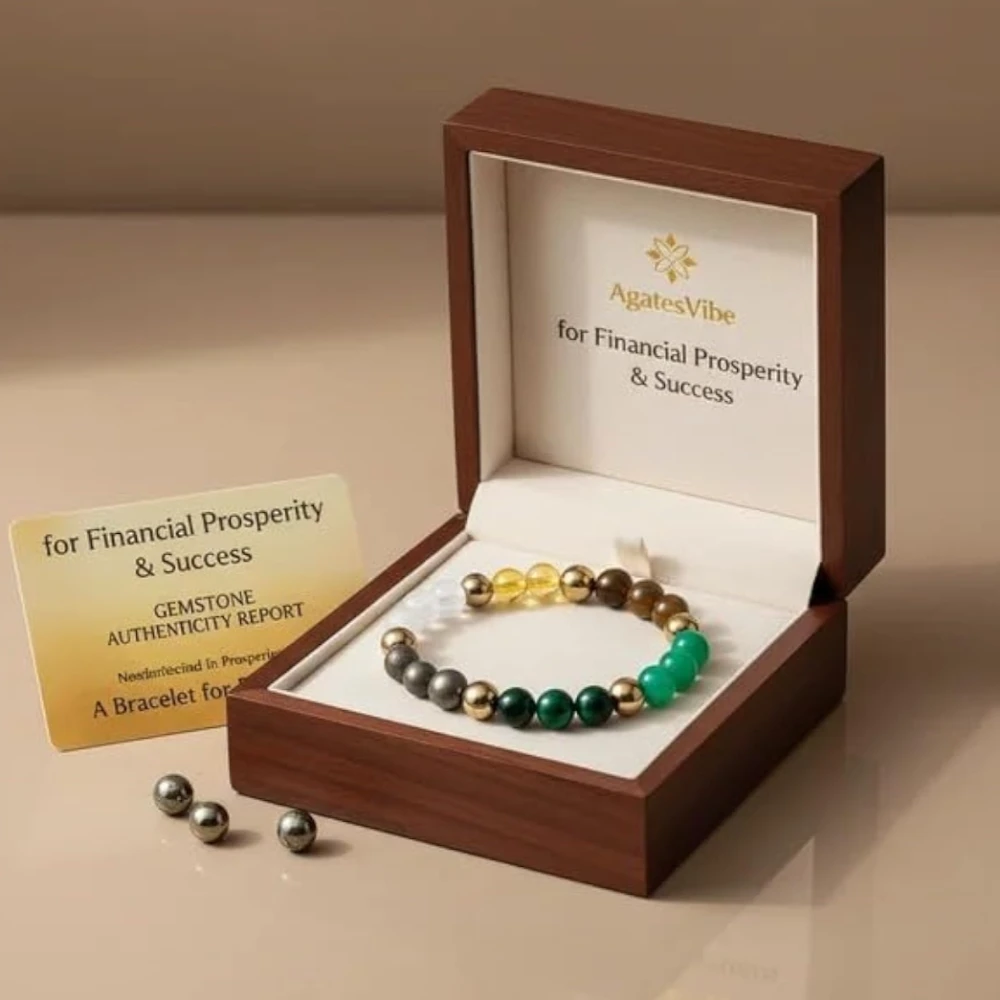 Dhan Yog Bracelet | Attracts Wealth & Financial Prosperity | Pyrite, Citrine, Green Aventurine | Certificate of Authenticity (Pack of 1)