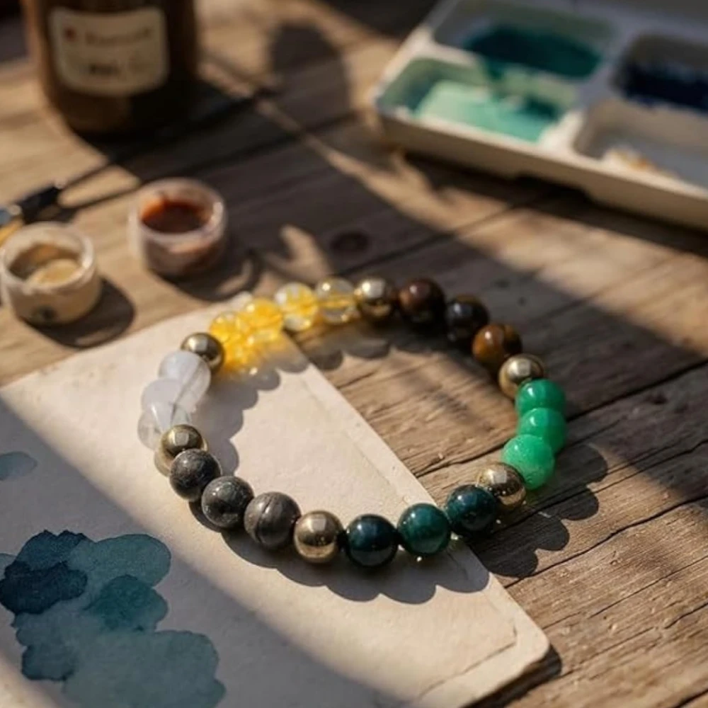 Dhan Yog Bracelet for Wealth & Prosperity | Pyrite, Citrine & Aventurine Healing Crystal | Astrology Money Attraction for Men & Women | Certified Raw Pyrite for Confidence & Success | Beautifully Crafted Dhanyog Energy