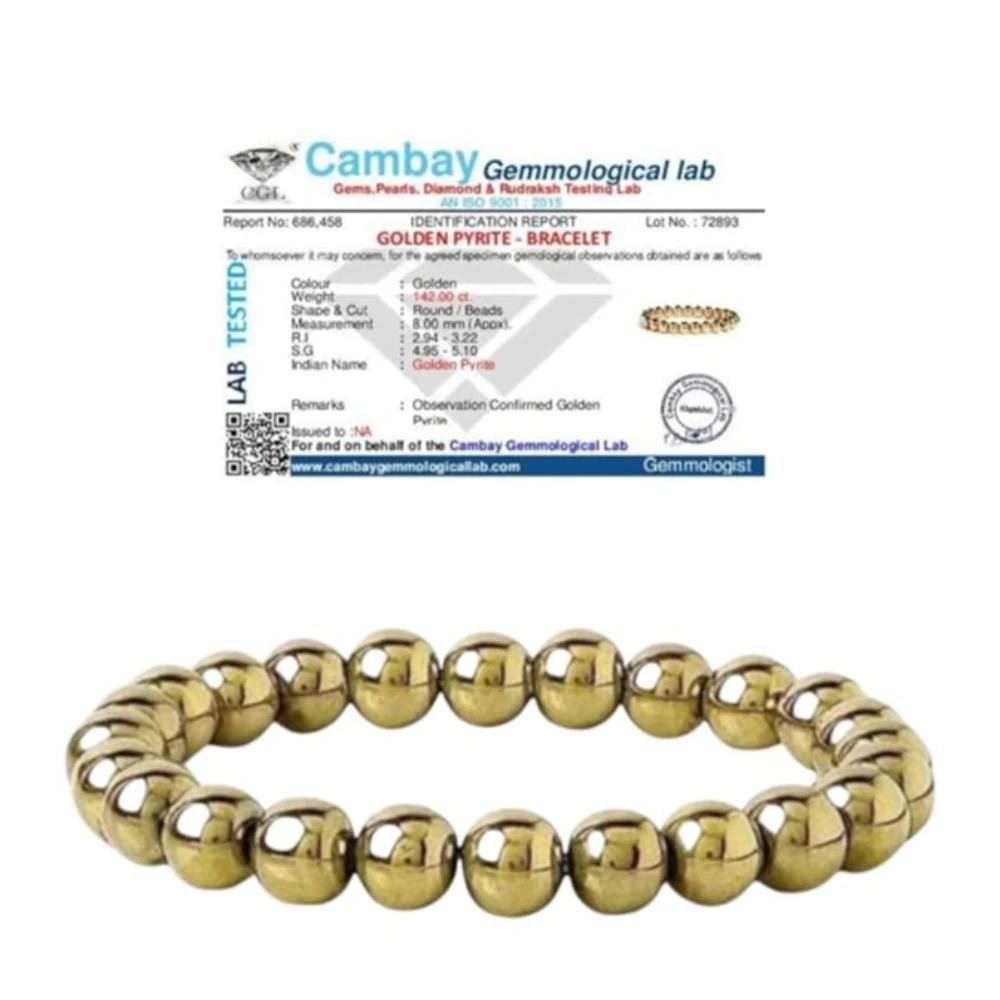 Agatesvibe Golden Pyrite Bracelet – Unisex Bracelet for Men & Women | Confidence, Prosperity & Protection | Attracts Wealth, Fame & Good Luck | Genuine Stone with Certificate of Authenticity