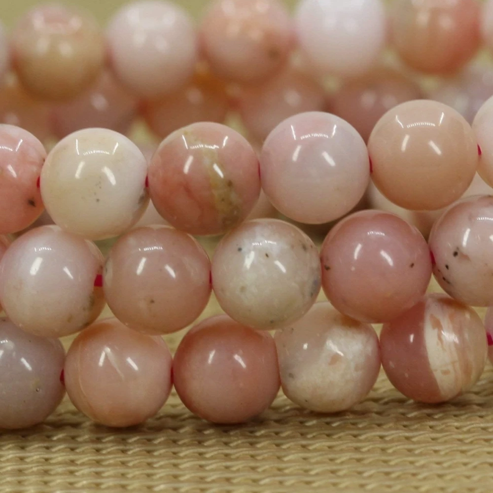 Agatesvibe Handmade Gem Semi Precious Gemstone 8mm Round Beads Stretch Bracelet 8mm Bead Size (Pink Opal)