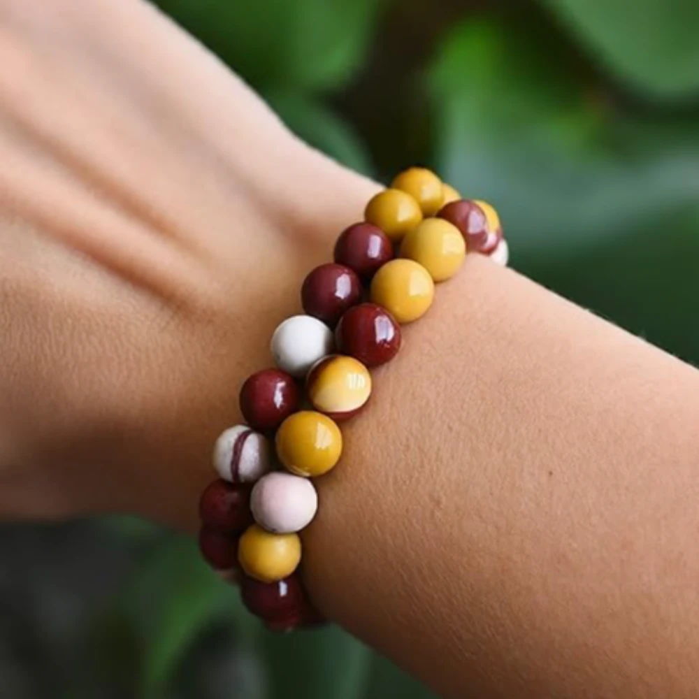 Agatesvibe Natural Certified 8mm Healing Crystal Bracelet | Unisex Stretchable Design | Chakra Balancing, Inner Peace & Abundance for Overall Well-being (Pack of 1) (Mookaite)