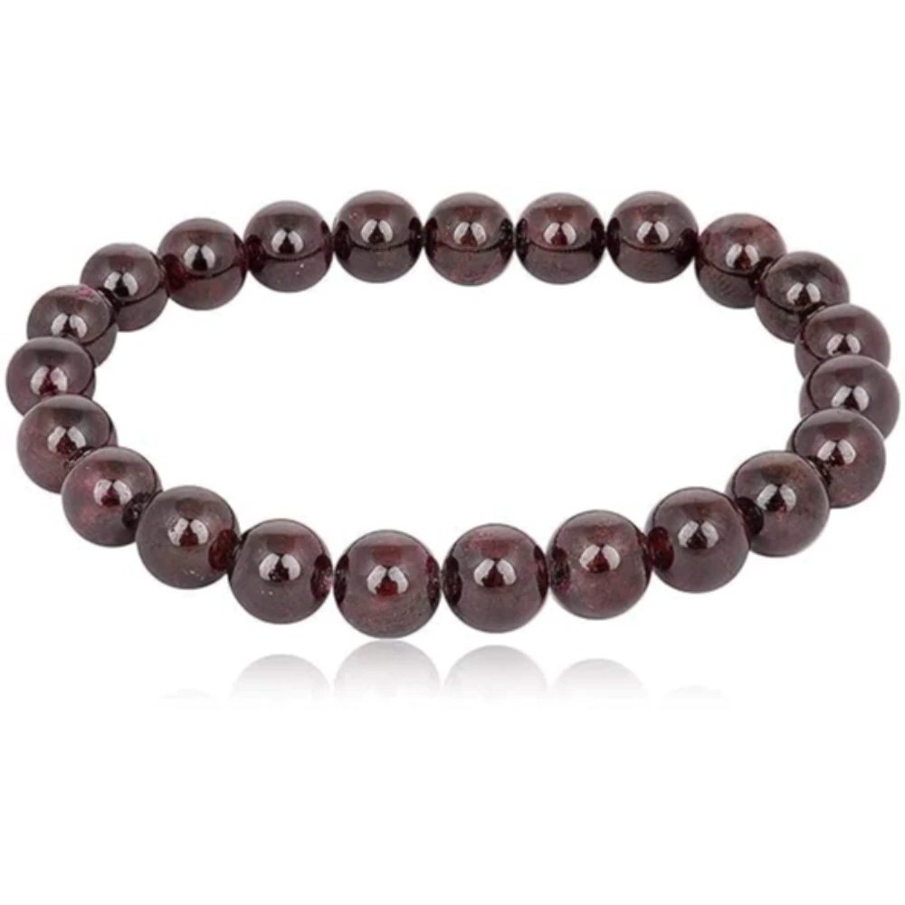 Agatesvibe™ Red Garnet Crystal Bracelet (8mm) – Natural Gemstone Beads for Men & Women | Elastic Reiki & Feng Shui Healing Stone | Unisex Casual Jewelry | Pack of 1