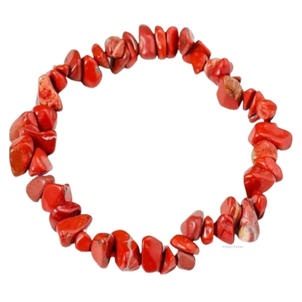 Agatesvibe Crystals Stretch Bracelet Irregular Beads Stretch Healing Crystals Chips Natural Gemstone for Women Jewelry Reiki Meditation (Pack of 1) (Red Jasper)