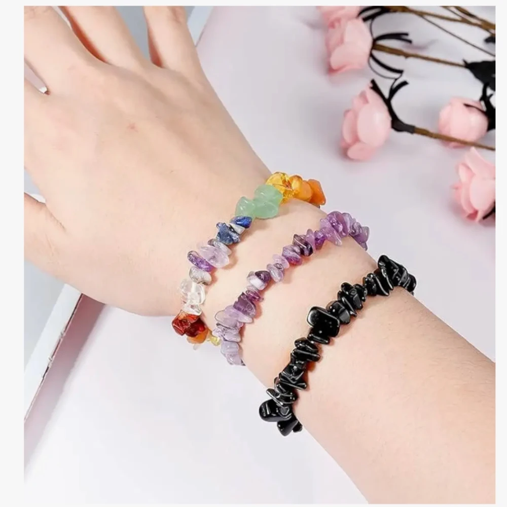 Agatesvibe Crystals Stretch Bracelet Irregular Beads Stretch Healing Crystals Chips Natural Gemstone for Women Jewelry Reiki Meditation (Pack of 1) (Rhodochrosite)