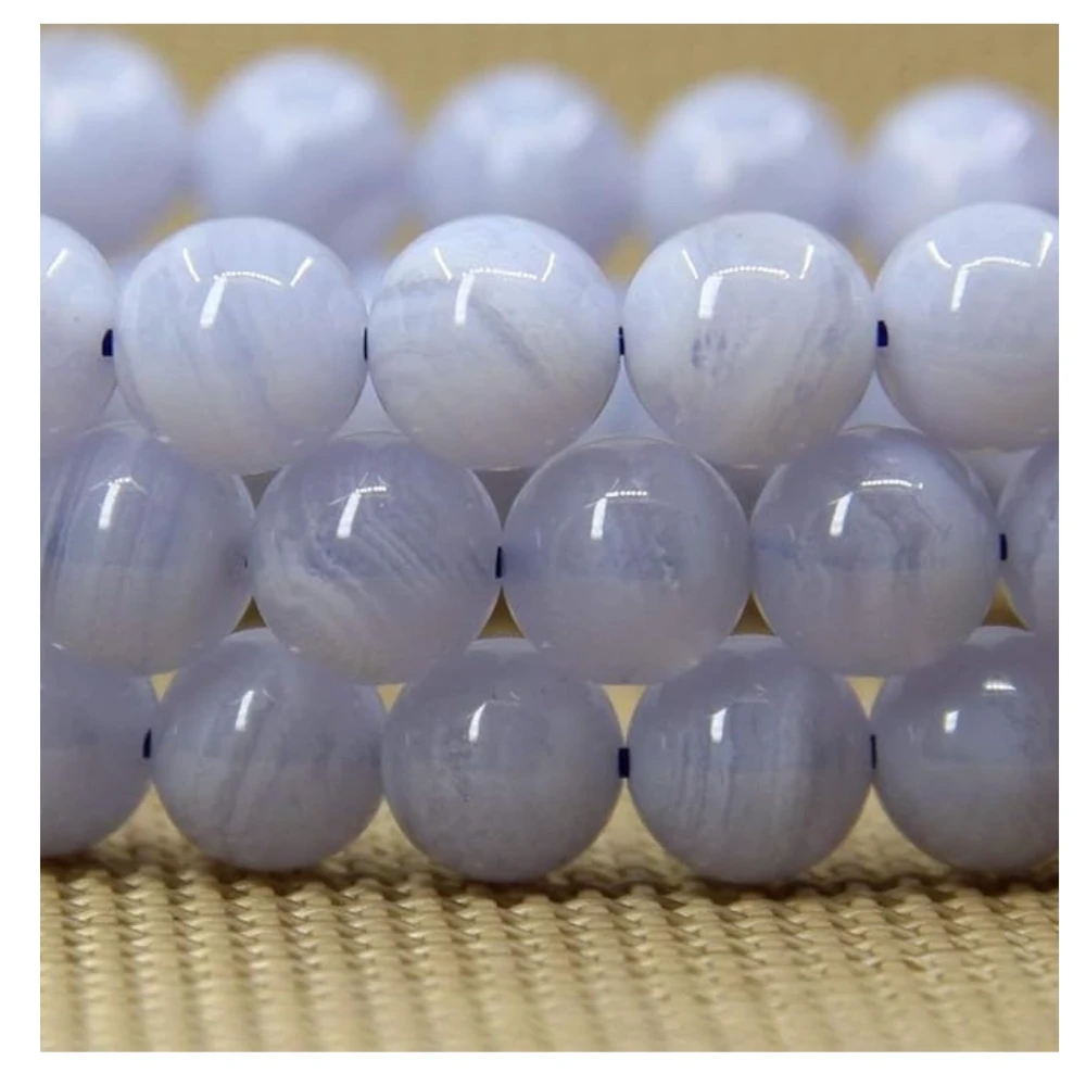 Agatesvibe Handmade Gem Semi-Precious Gemstone 8mm Round Beads Stretch Bracelet – 7" Unisex (Pack of 1) (A Grade Blue Lace Agate)