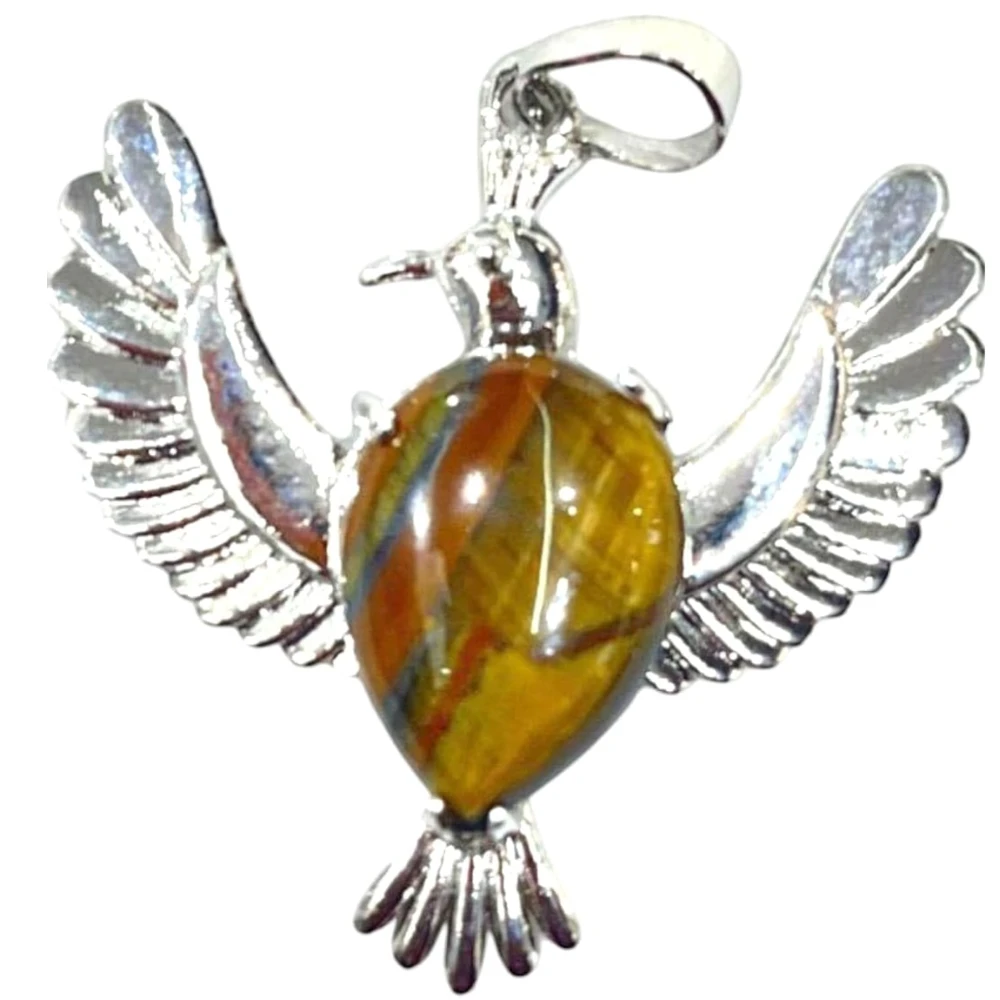 Agatesvibe Flying Eagle Pendant – Natural Quartz Crystal Necklace Jewelry for Men & Women | Energy Healing Amulet for Protection, Strength & Spiritual Power (Pack of 1)