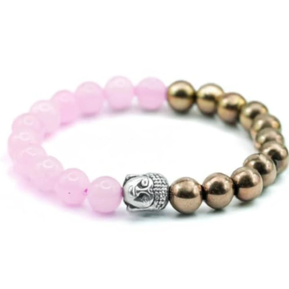 Agatesvibe Rose Quartz Bracelet for Emotional Well-being - Natural Rose Quartz with Round Beads (8mm) (Pack of 1)