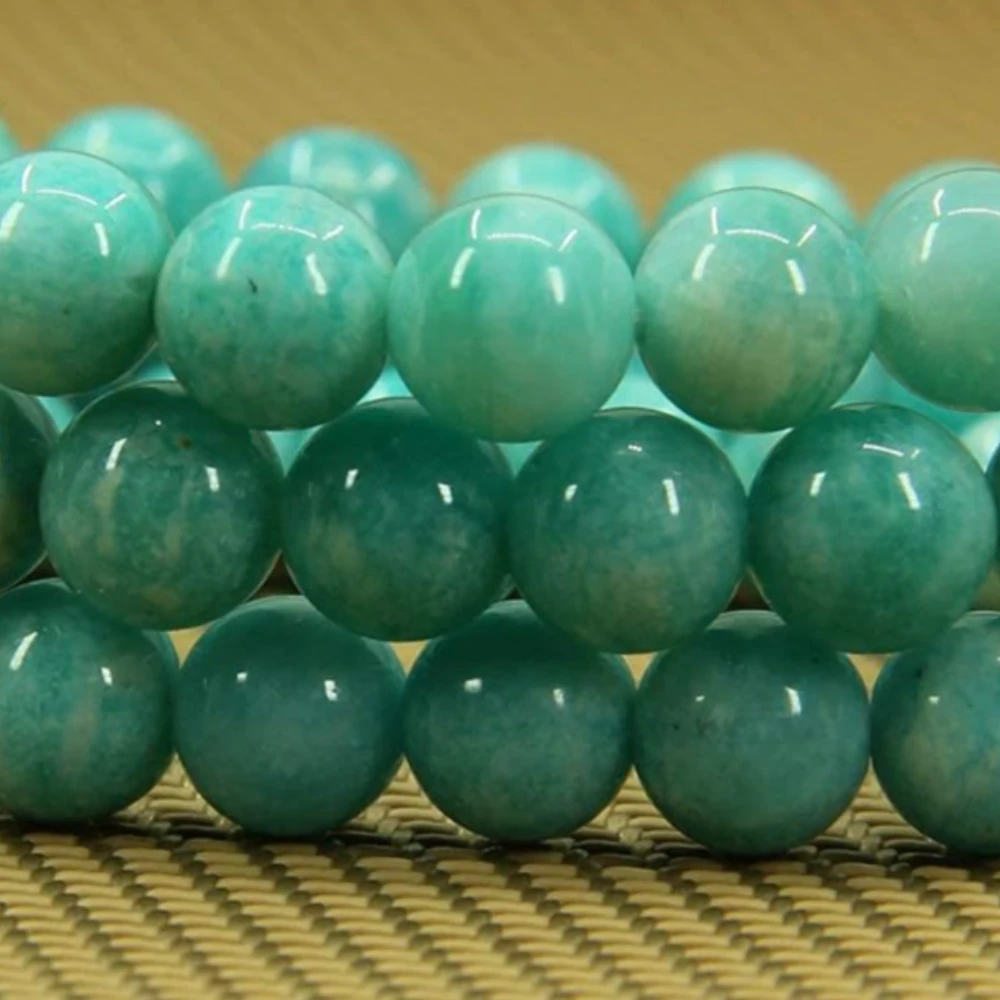 Agatesvibe Handmade Gem Semi Precious Gemstone 8mm Round Beads Stretch Bracelet 8mm Bead Size (Amazonite)