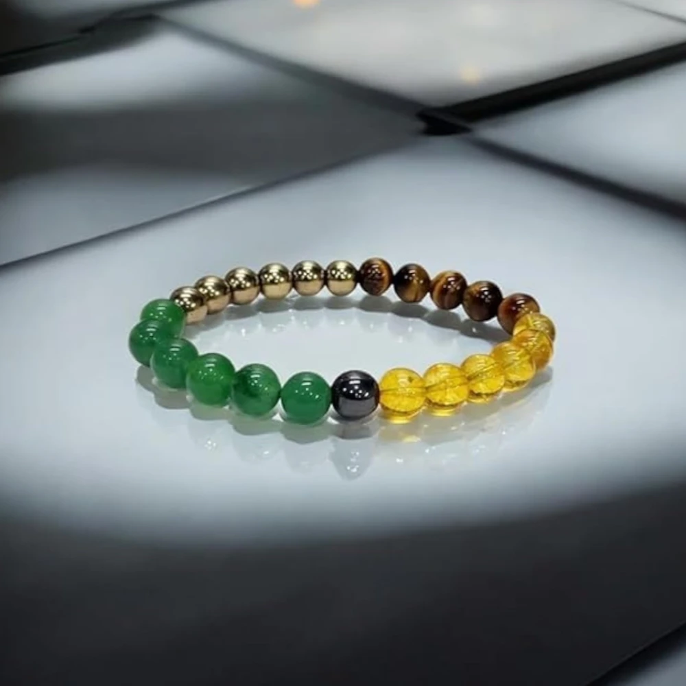 Agatesvibe Money Magnet Bracelet Pyrite, Green Aventurine, Citrine, Hematite, Tiger Eye Stone For Attracting Money, Financial Success, Good Luck, Crystal Healing Natural Gemstone Unisex-Adult