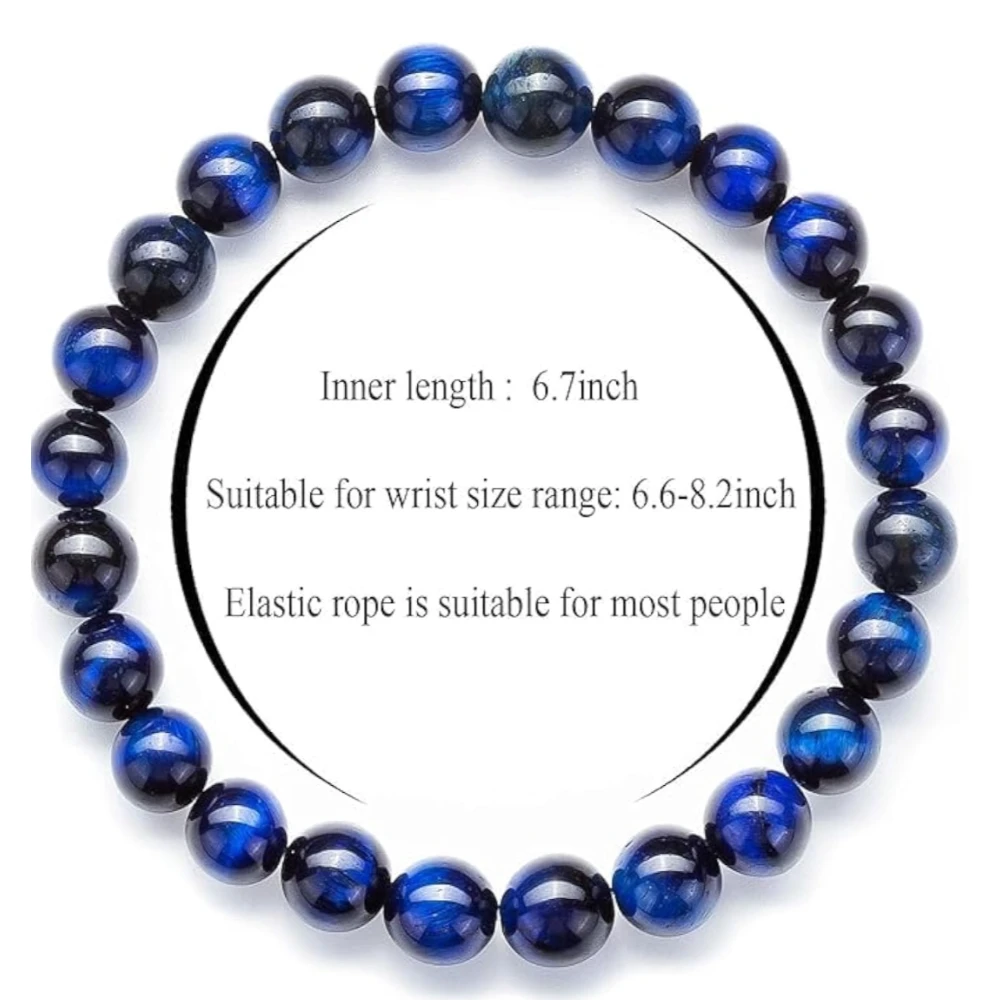 Agatesvibe "Men Women 8mm Natural Stone Beads Bracelet – Elastic Agate Yoga Healing Energy Bracelet Bangle – Unisex Boho Jewelry for Meditation & Balance (3 Pcs Set Tiger Eye)