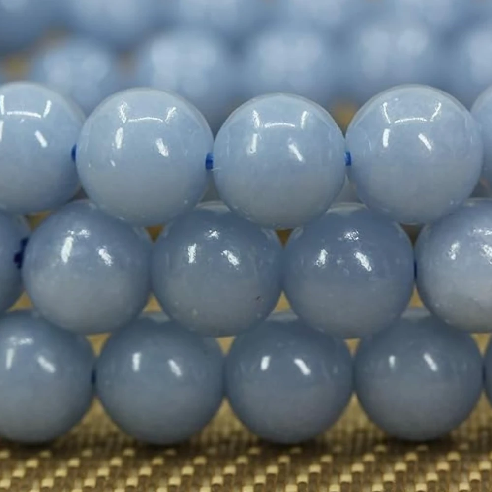 Agatesvibe Handmade Semi-Precious Gemstone Beaded Bracelet – 8mm Round Stretch Bracelet (7") for Unisex (Pack of 1) (Blue Angelite)