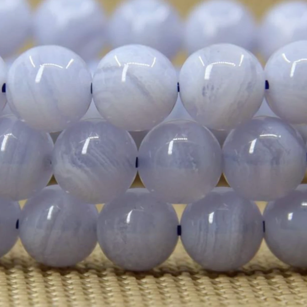 Agatesvibe Handmade Gem Semi Precious Gemstone 8mm Round Beads Stretch Bracelet 8mm Bead Size (A Grade Blue Lace Agate)