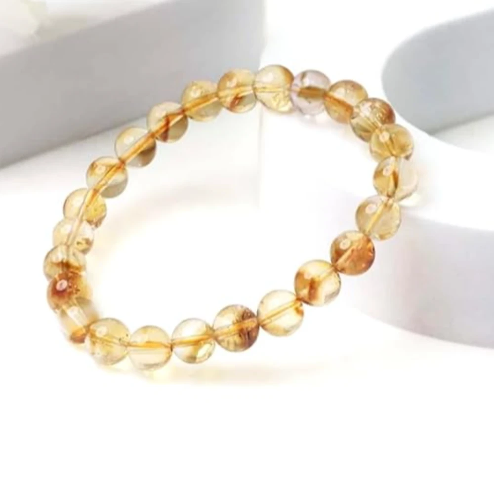 Agatesvibe Natural Citrine Bracelet - Crystal Gemstone for Men & Women, 8mm Beads