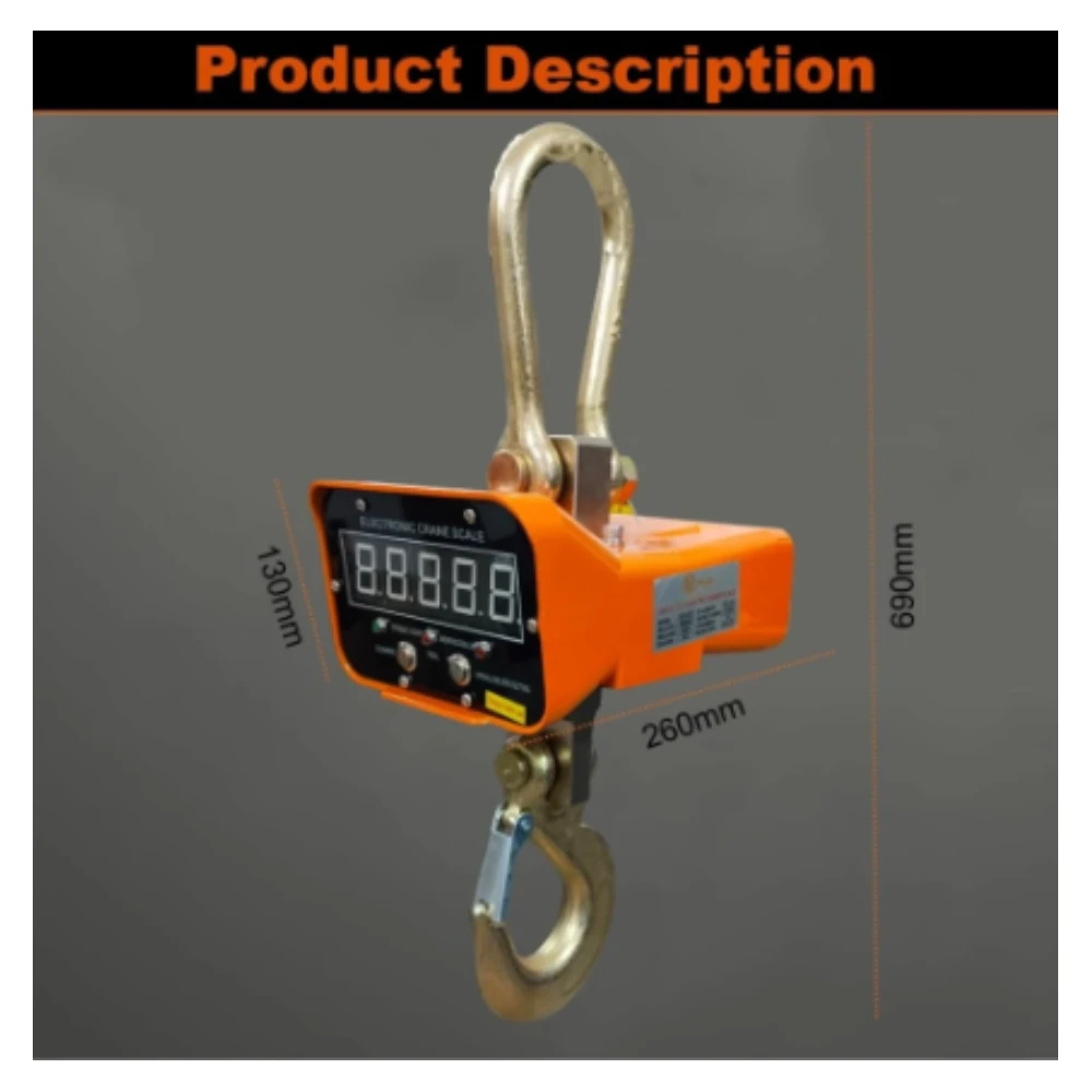 SIYOL Digital Crane Hanging Scale 5 Ton Capacity, 2kg Accuracy (WT-OCS-10T)