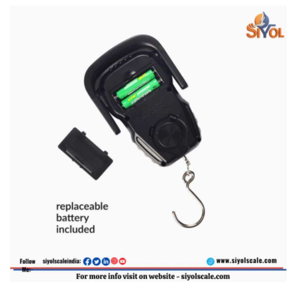 SIYOL Scale Handy 50 kg × 10 g Digital Portable Hanging Weighing Scale with Stainless Steel Hook for Luggage