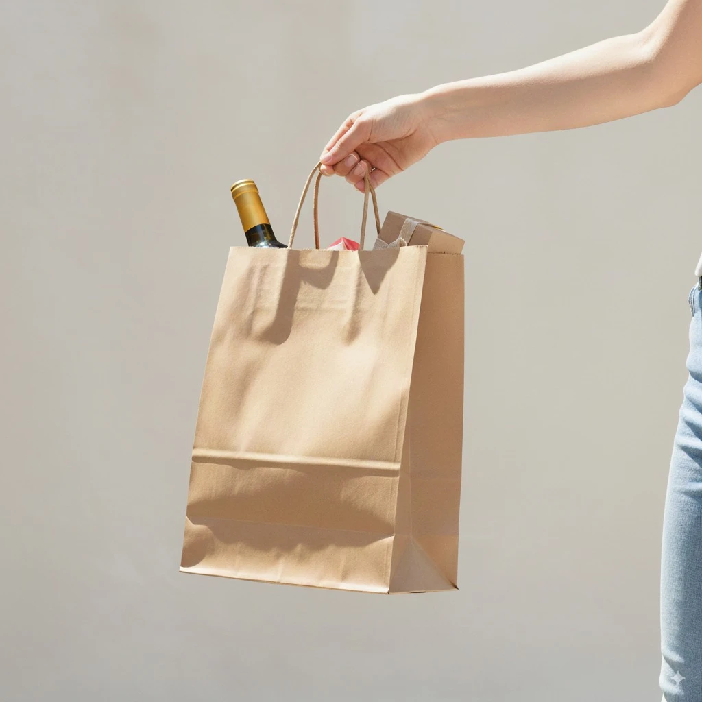 9.5x5.5x9.5 Inches - Paper Bag with Handle (100)