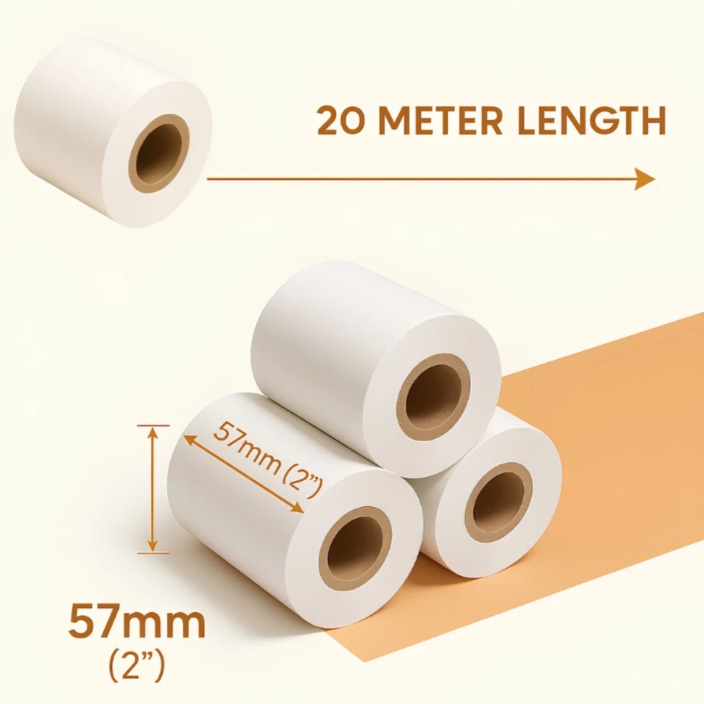 VISHAAN Thermal Paper Rolls, 57mm x 20 mtr (100 Rolls)