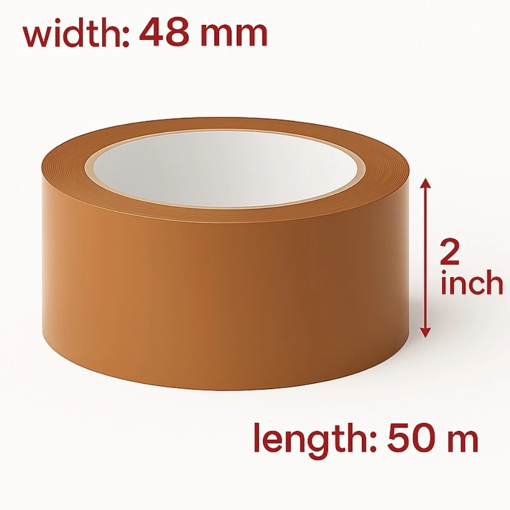 Brown BOPP Packing Tape – 2 Inch x 50 Meters – Heavy Duty Cello Tape for Packaging, Shipping, Moving, Office & Storage – Strong Adhesive, Industrial Grade – Pack of 6