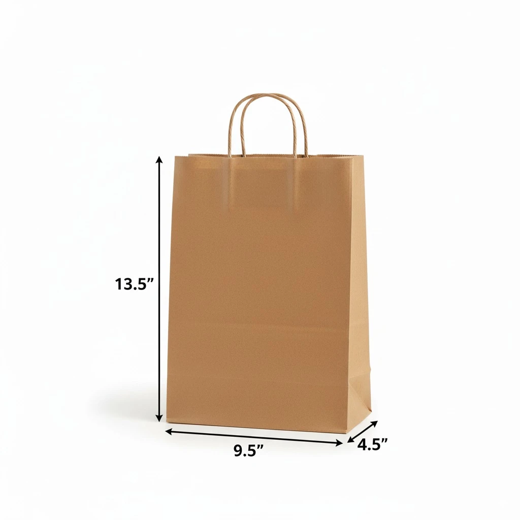 9.5x4.5x13.5 Inches - Paper Bag with Handle (25 Per Pack)