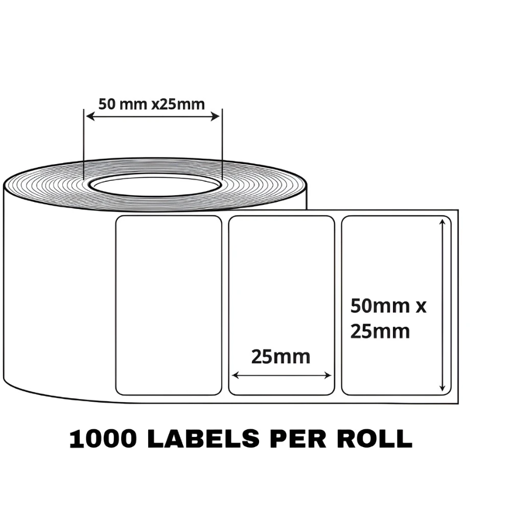 Chromo Barcode Label Sticker - 2 x 1 inches - 50mm x 25mm - 1000 Labels Per Roll(20 Rolls) - Self Adhesive Sticker for Printing Barcoding