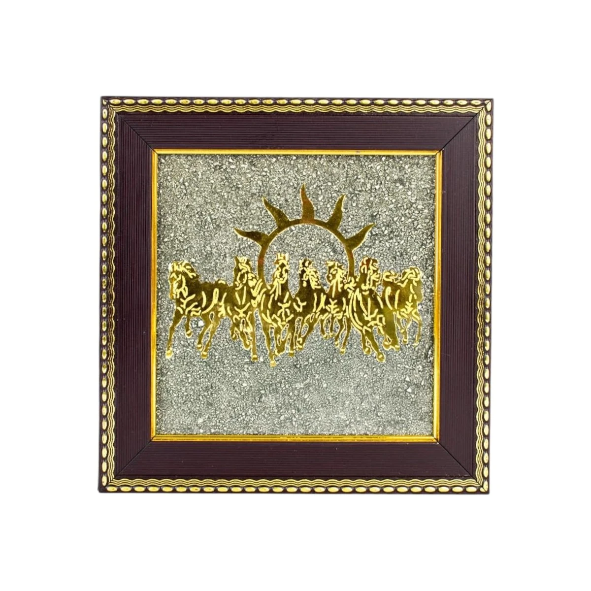 7 Horses on Raw Pyrite Frame