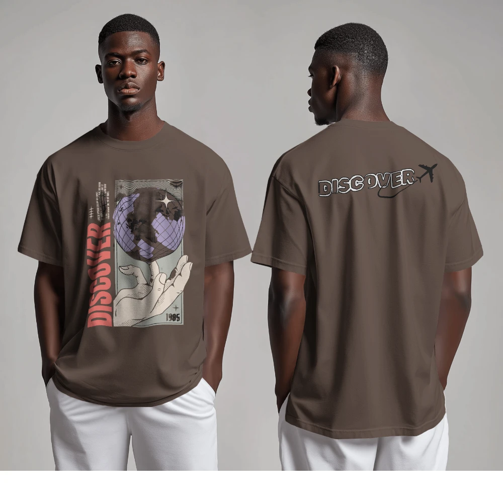 Oversized T-shirt in Muted Chocolate Brown Shade (L)