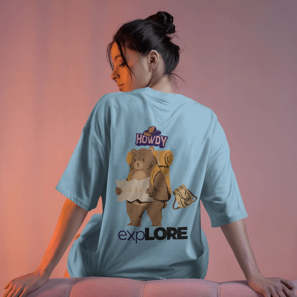 Oversized T-shirt in Sky Blue Shade (L)