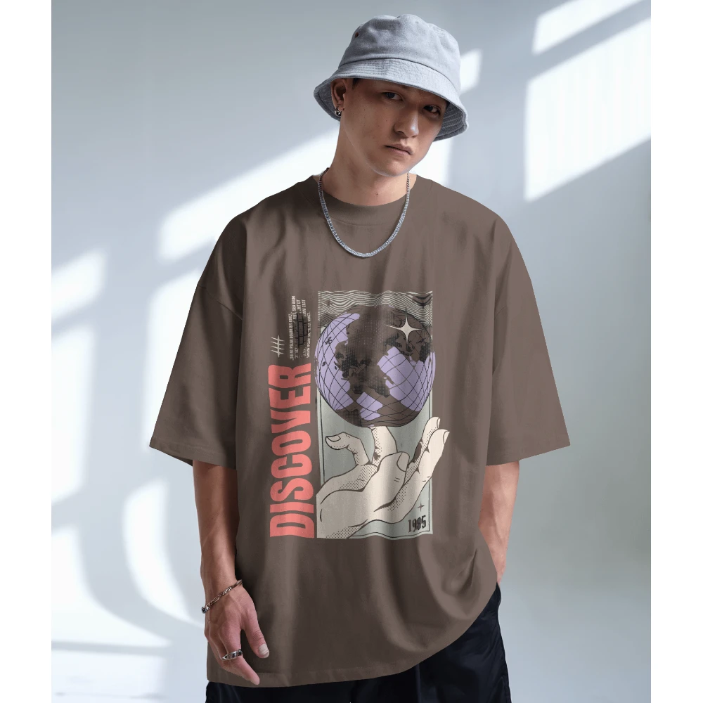 Oversized T-shirt in Muted Chocolate Brown Shade