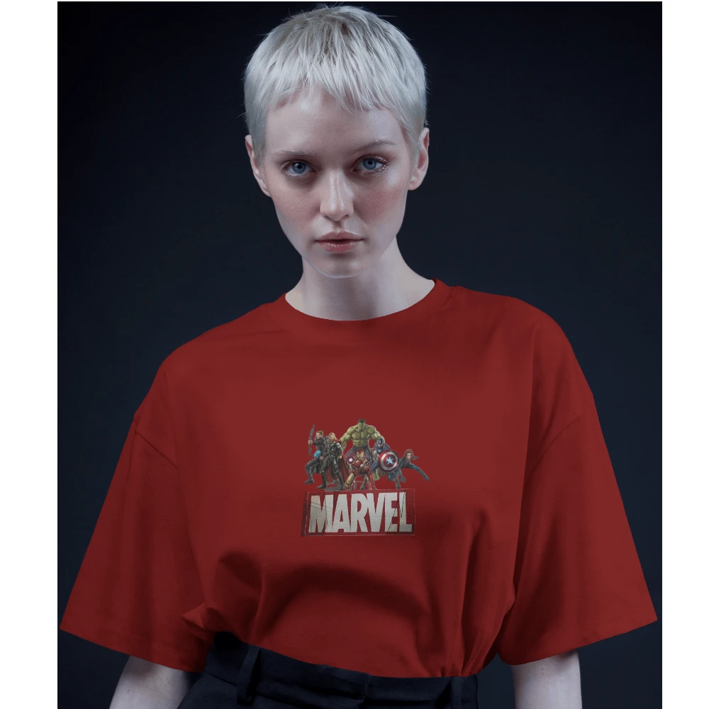 Oversized T-shirt in Crimson Red Shade (S)